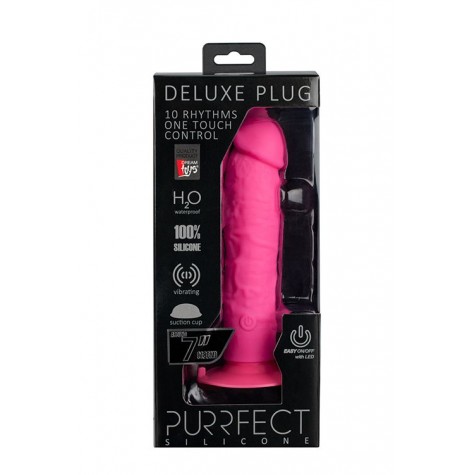 Розовый вибратор-реалистик на присоске PURRFECT SILICONE ONE TOUCH - 20 см.